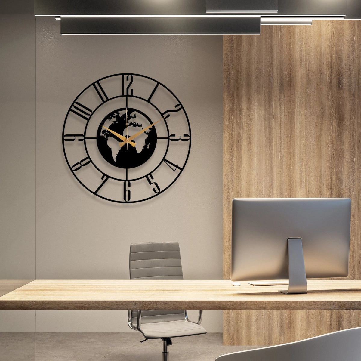 Minimalist World Map Metal Wall Clock - BrossHome Metal Wall Art