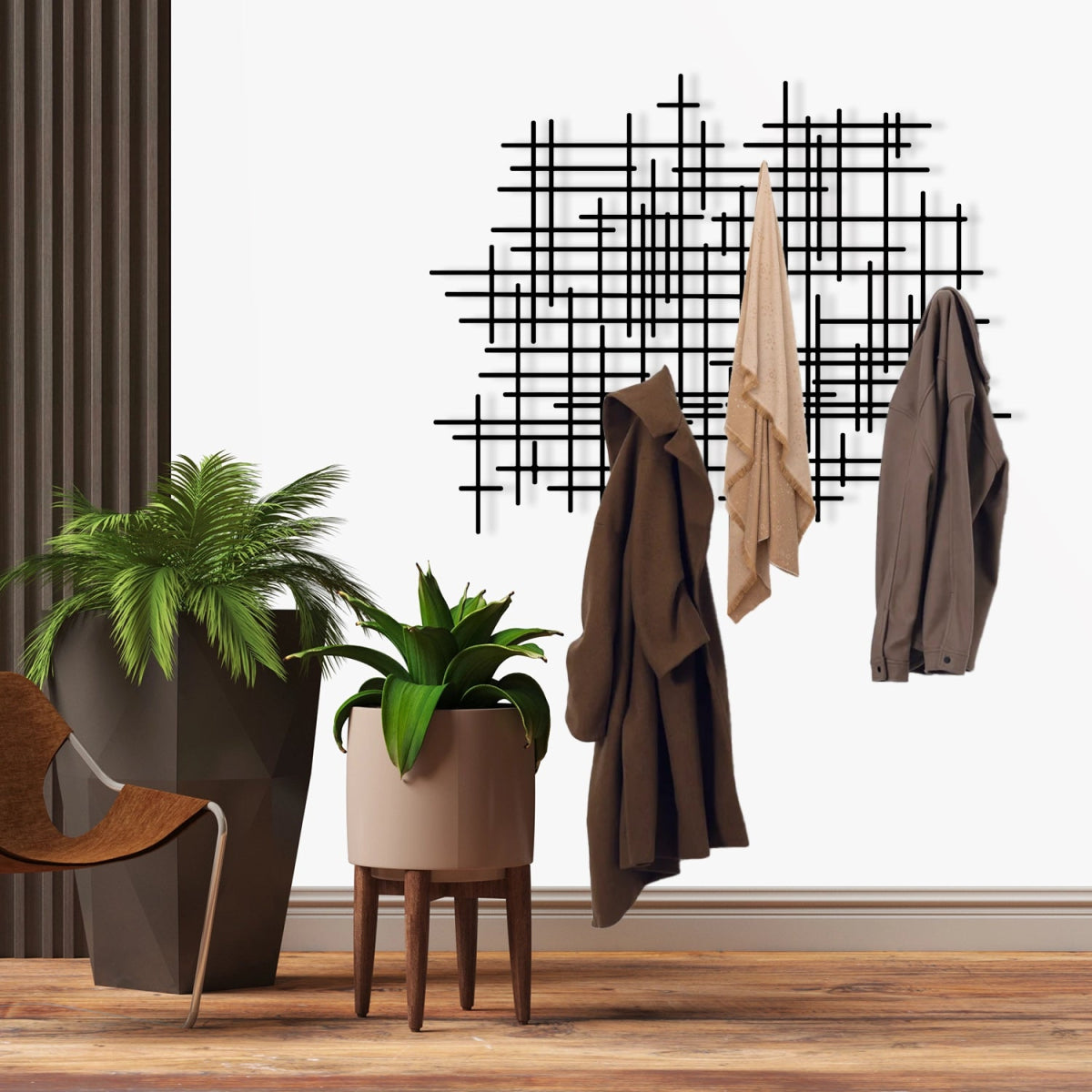 Modern Abstract Coat Rack - BrossHome Metal Wall Art