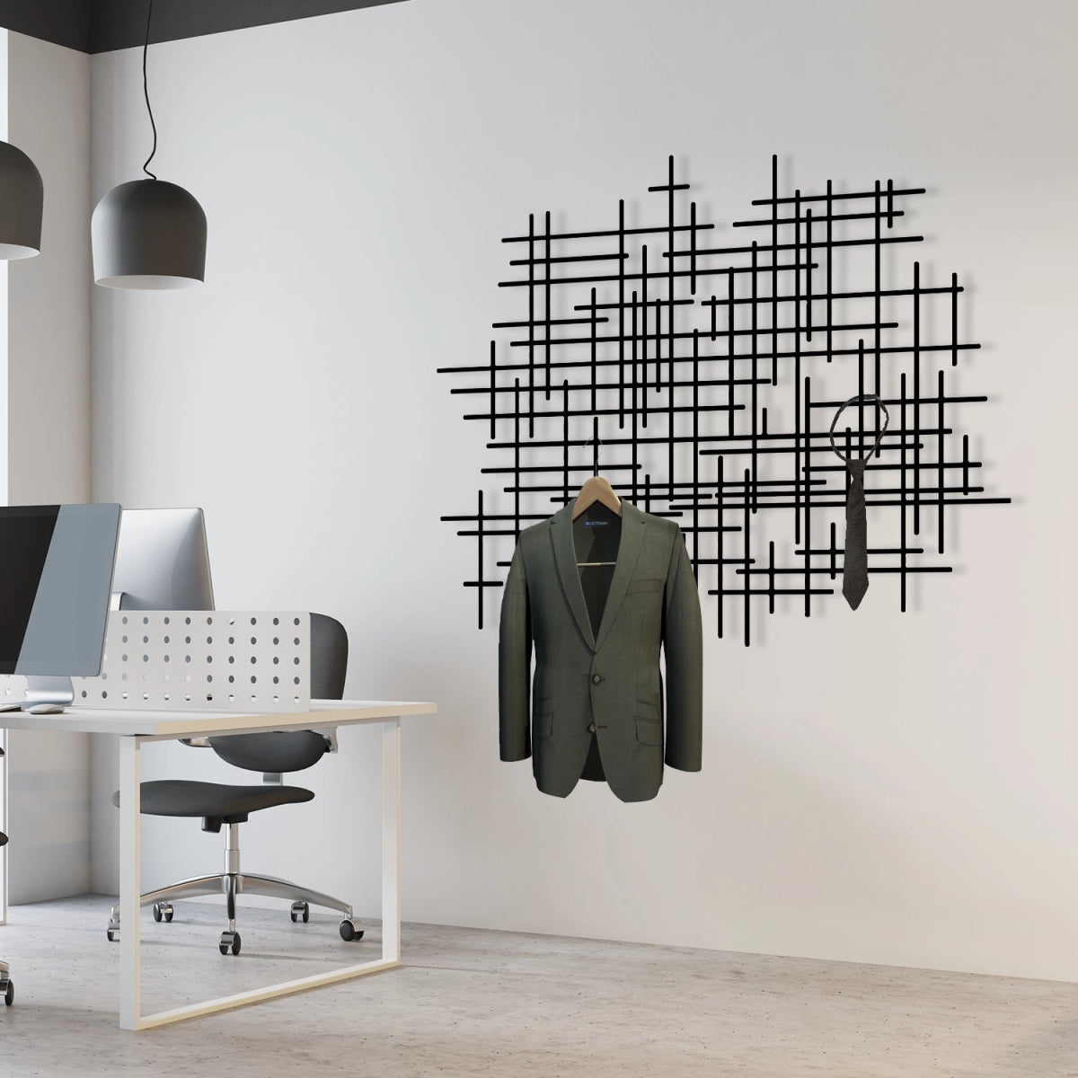 Modern Abstract Coat Rack - BrossHome Metal Wall Art