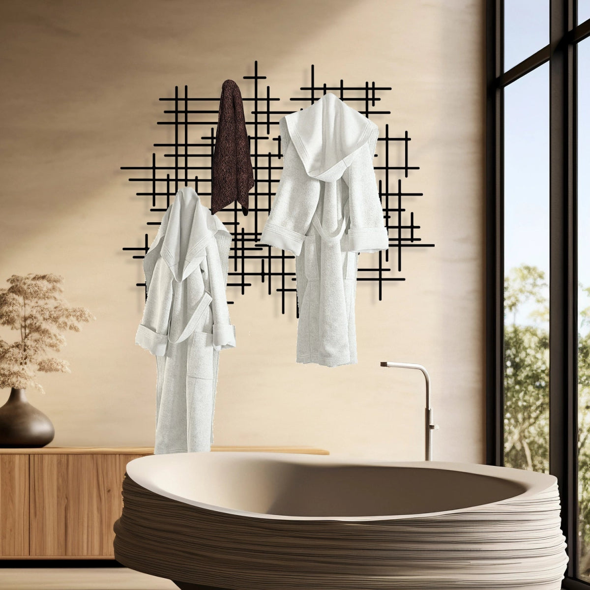 Modern Abstract Coat Rack - BrossHome Metal Wall Art