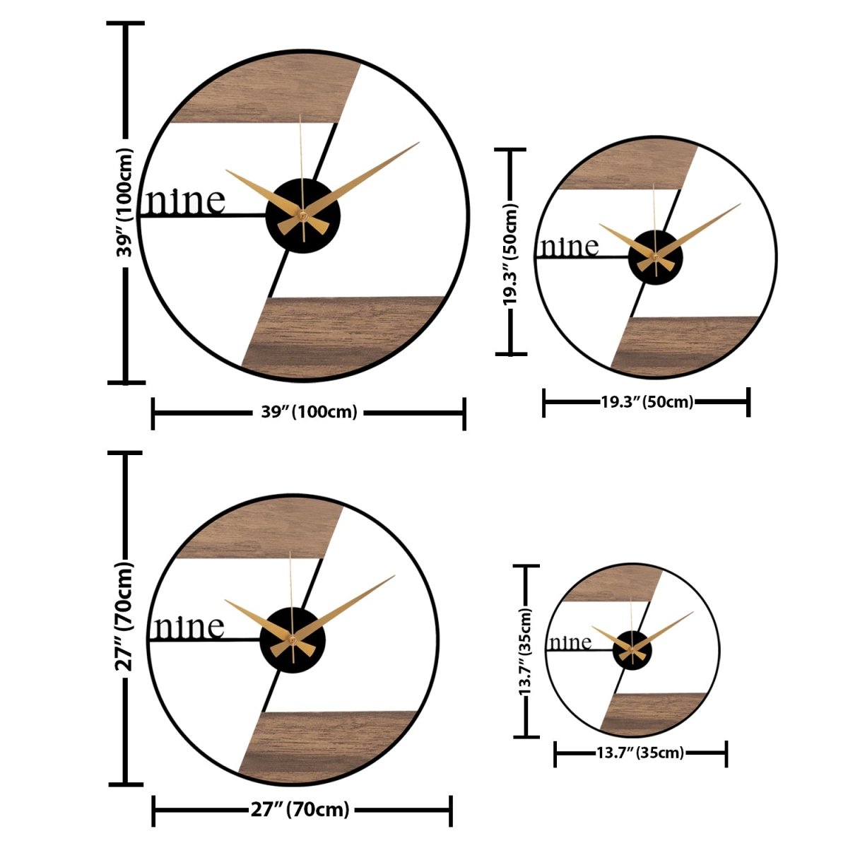 Modern Wood and Metal Wall Clock - BrossHome Metal Wall Art