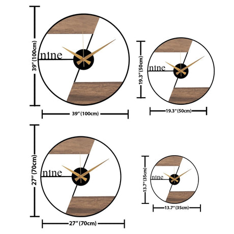 Modern Wood and Metal Wall Clock - BrossHome Metal Wall Art