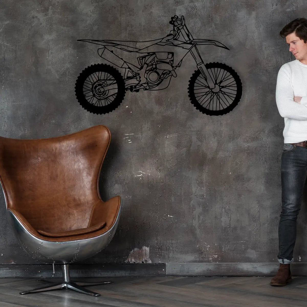 Motocross Motorcycle Silhouette Metal Wall Art - BrossHome Metal Wall Art