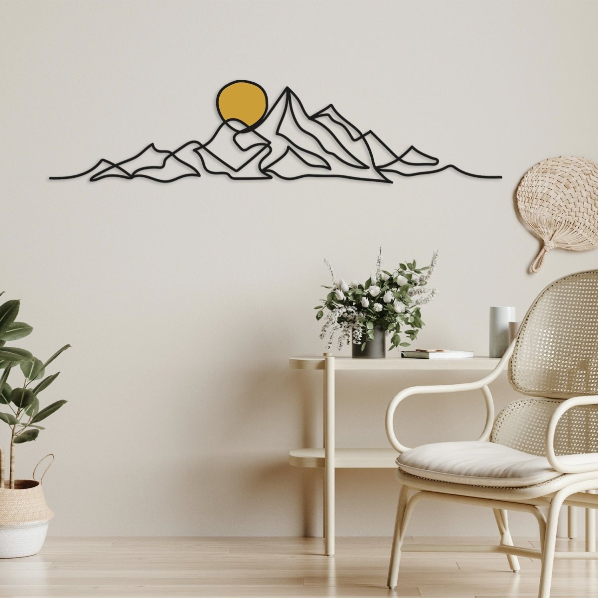 Mountain and Gold Sun Metal Wall Art - BrossHome Metal Wall Art