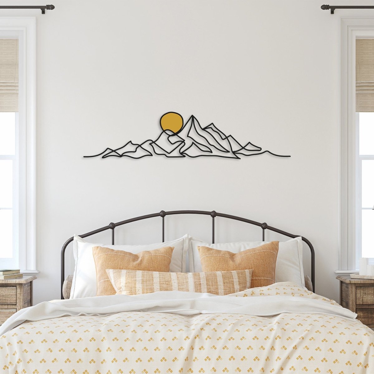 Mountain and Gold Sun Metal Wall Art - BrossHome Metal Wall Art
