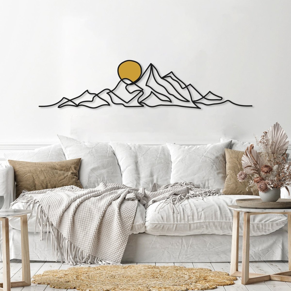 Mountain and Gold Sun Metal Wall Art - BrossHome Metal Wall Art