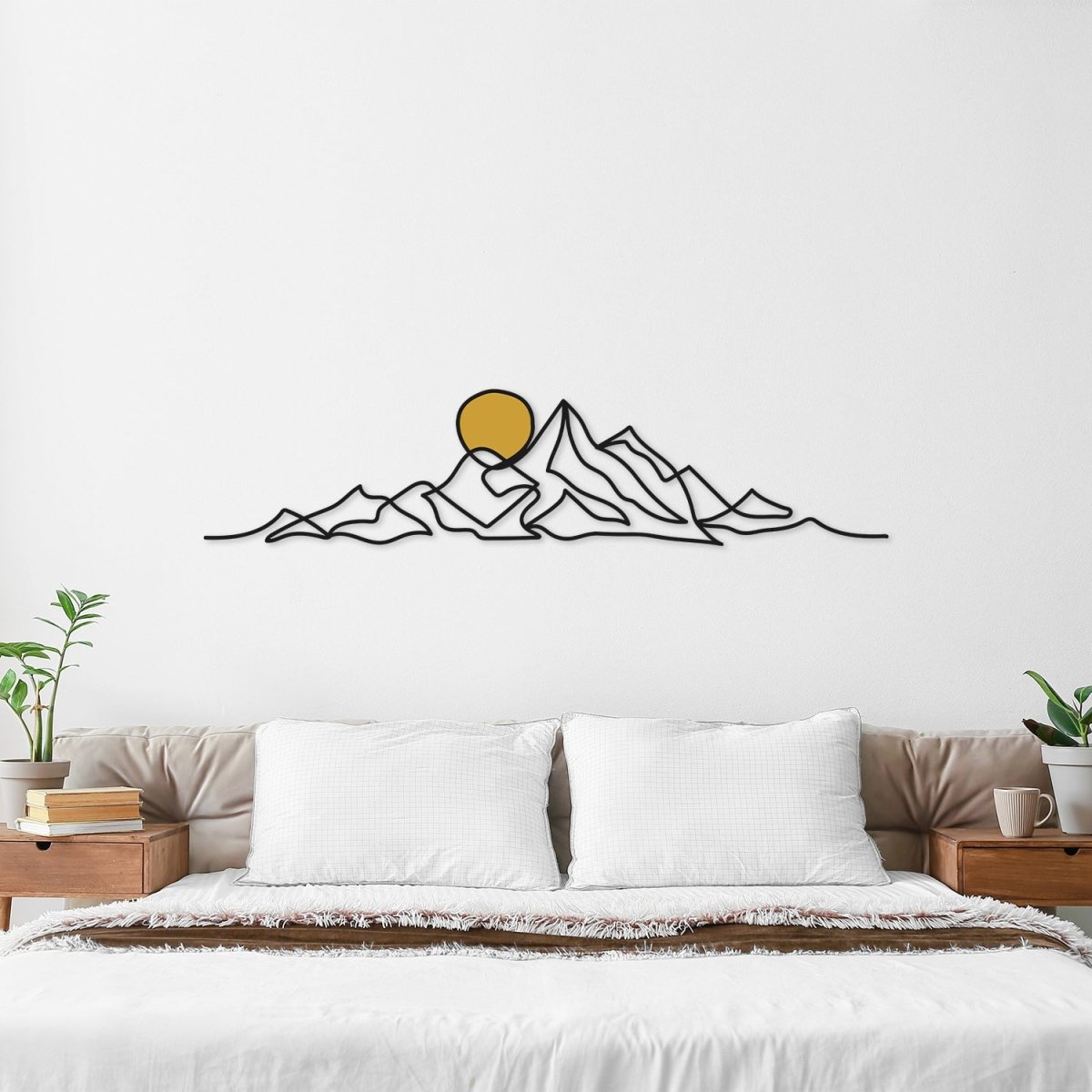 Mountain and Gold Sun Metal Wall Art - BrossHome Metal Wall Art