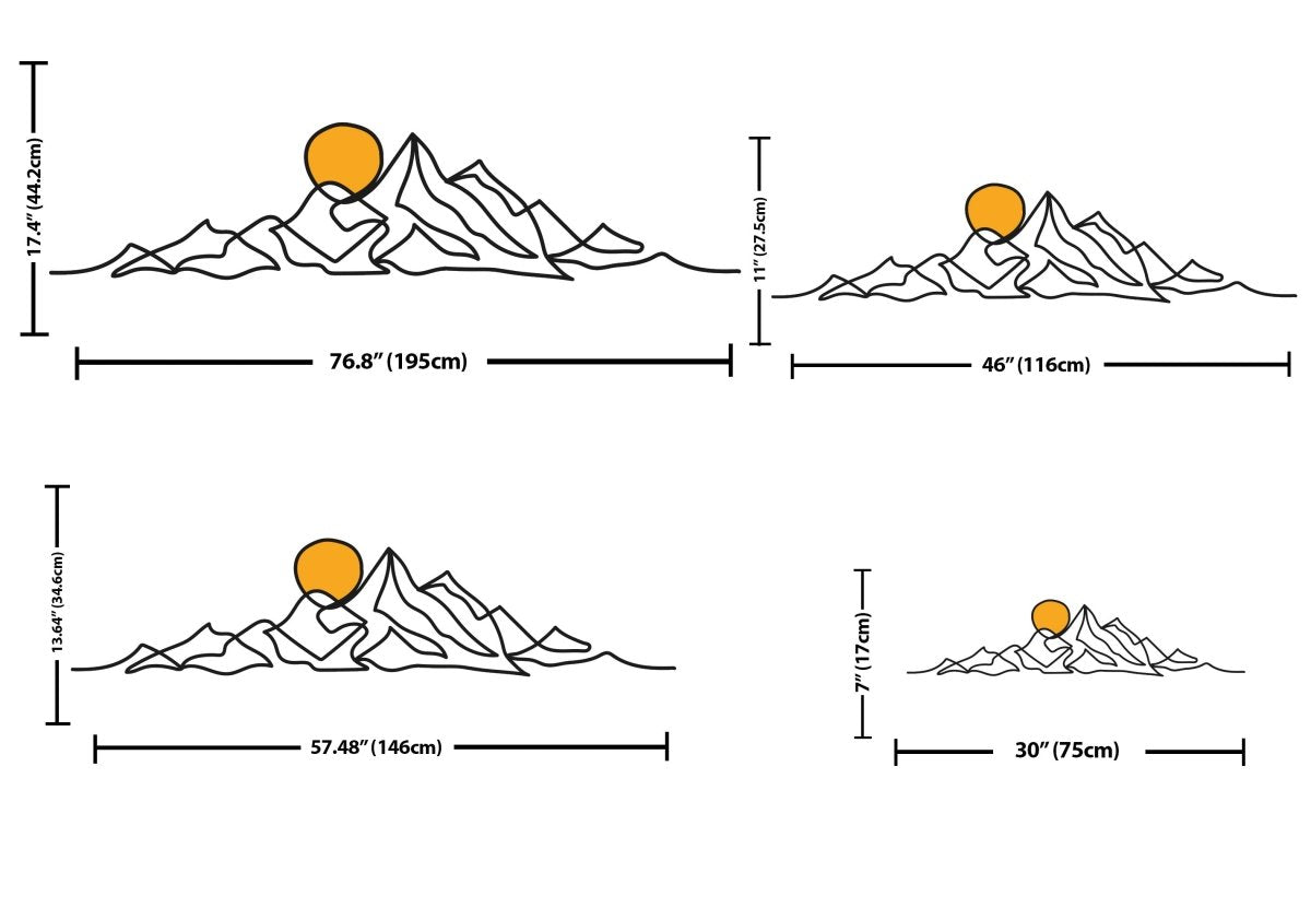 Mountain and Gold Sun Metal Wall Art - BrossHome Metal Wall Art