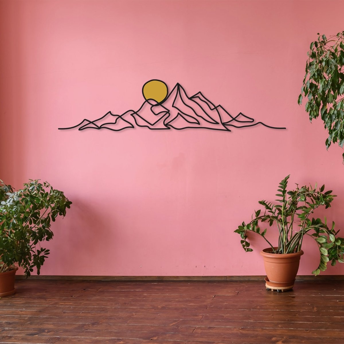 Mountain and Gold Sun Metal Wall Art - BrossHome Metal Wall Art