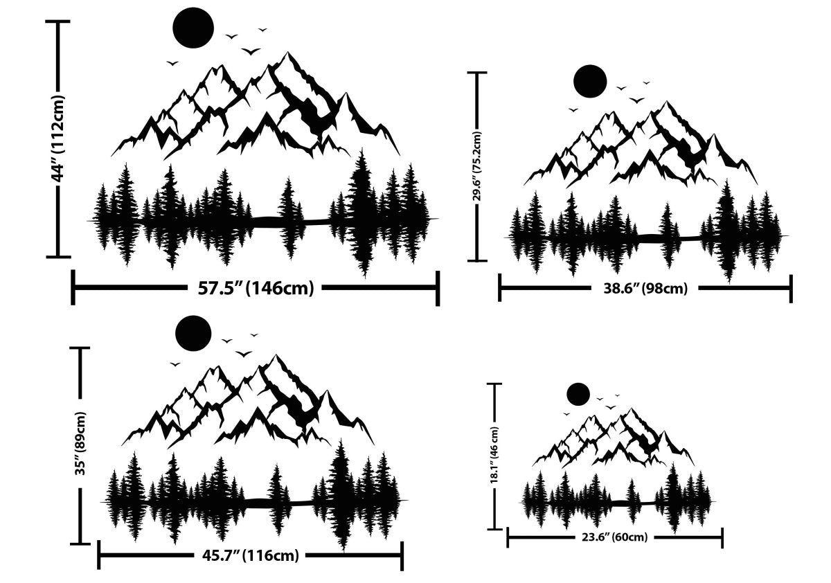 Mountain and Pine Tree Forest Metal Wall Art - BrossHome Metal Wall Art