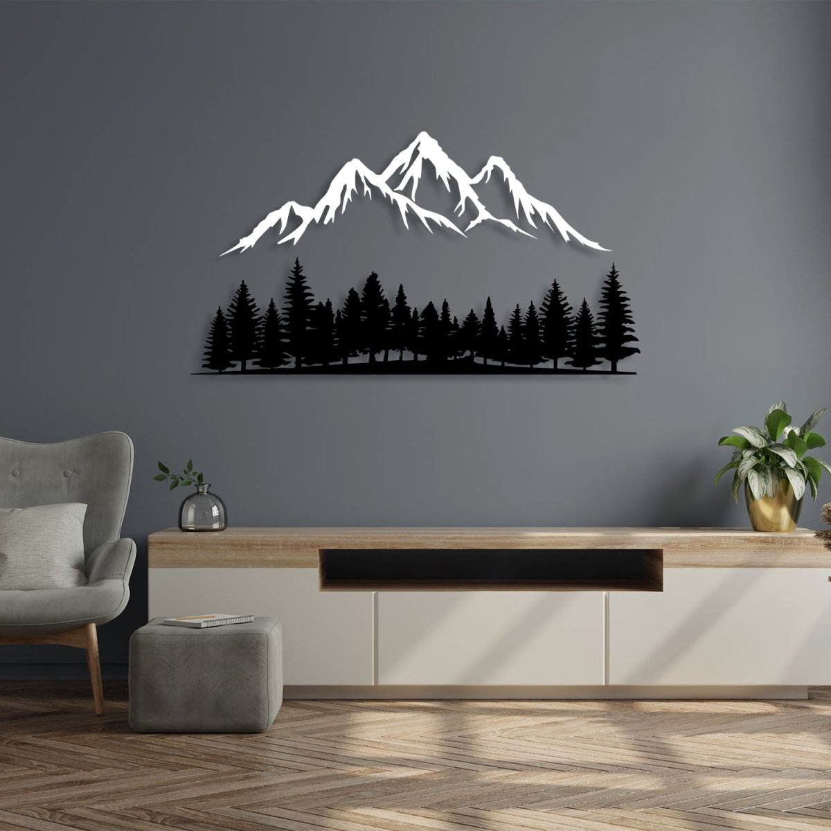 Mountain Forest Metal Wall Decor - BrossHome Metal Wall Art