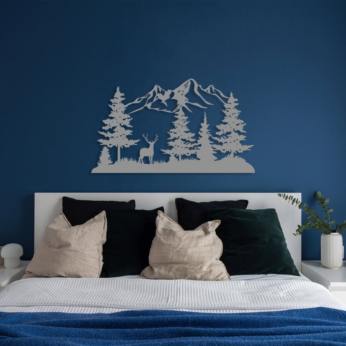 Mountain Metal Wall Art Forest Deer - BrossHome Metal Wall Art