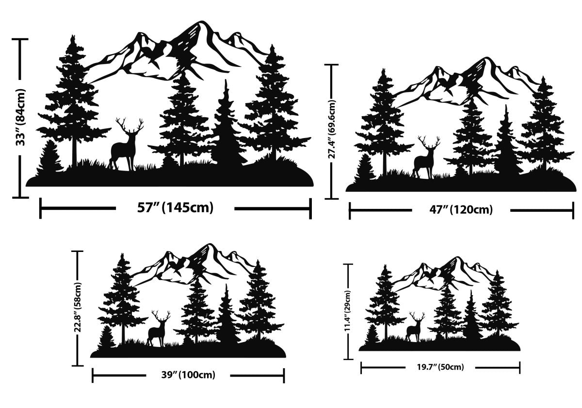 Mountain Metal Wall Art Forest Deer - BrossHome Metal Wall Art