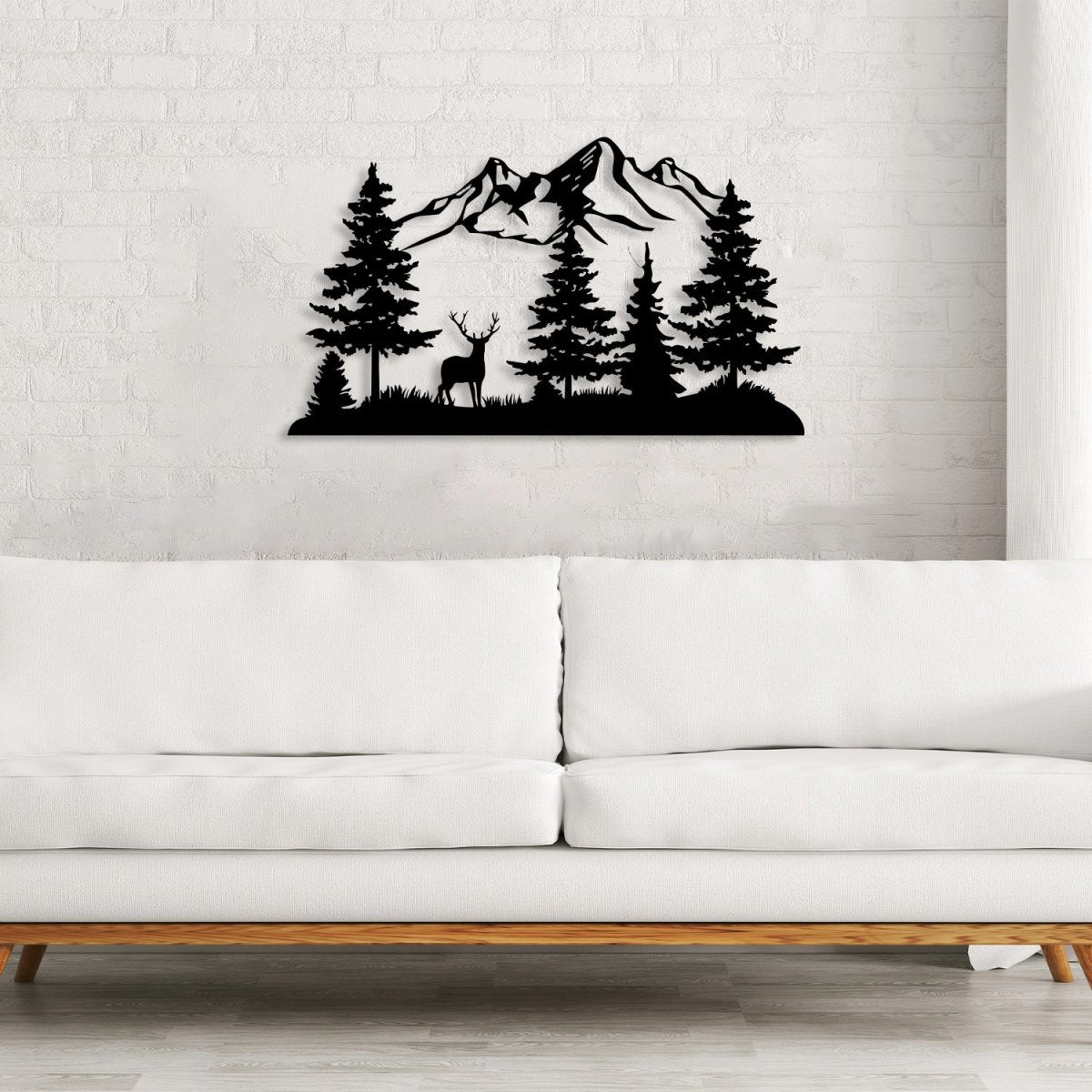Mountain Metal Wall Art Forest Deer - BrossHome Metal Wall Art