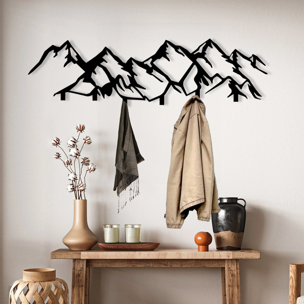 Mountain Range Metal Wall Hook - BrossHome Metal Wall Art