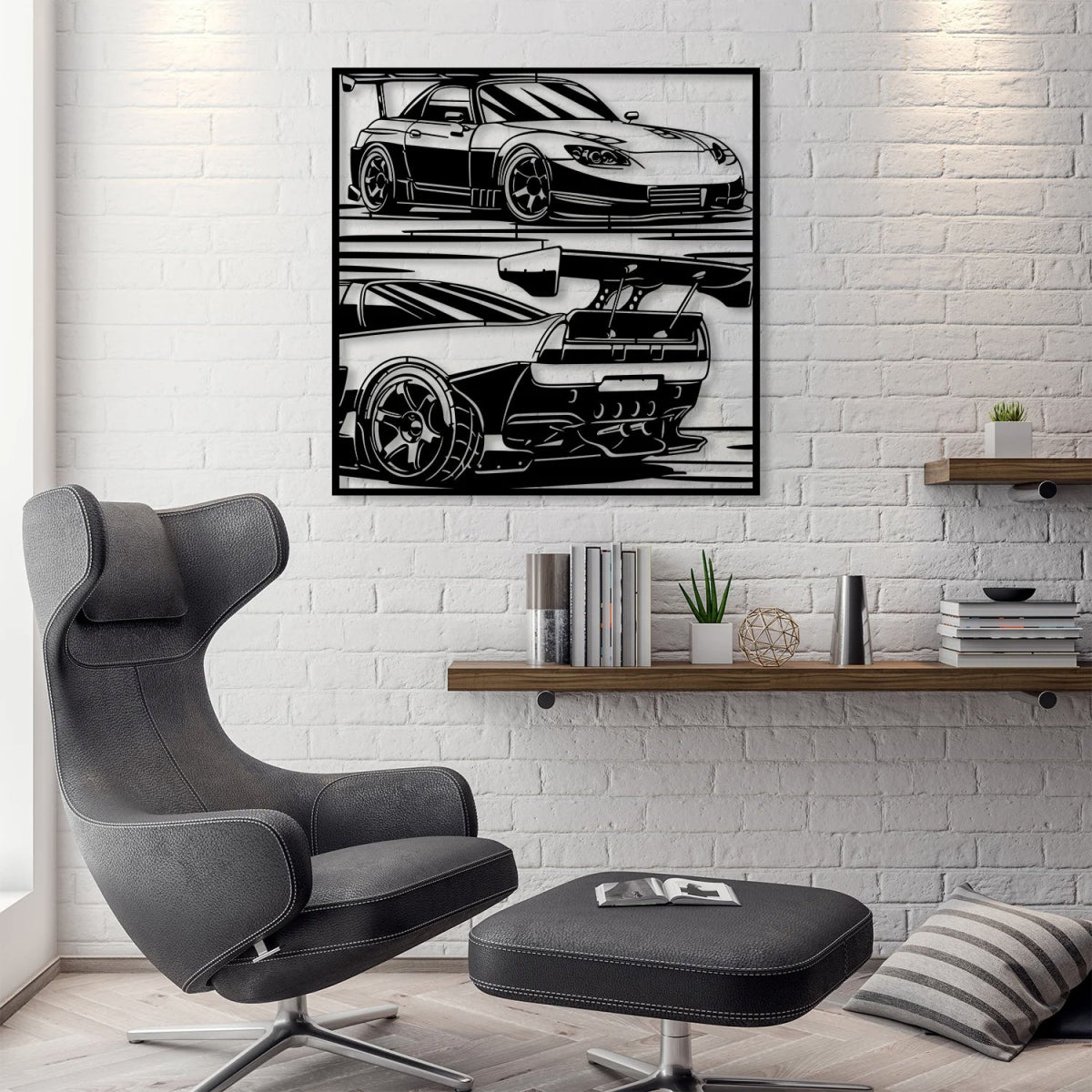 NSX Car Rear and Front View Silhouette Metal Wall Art - BrossHome Metal Wall Art
