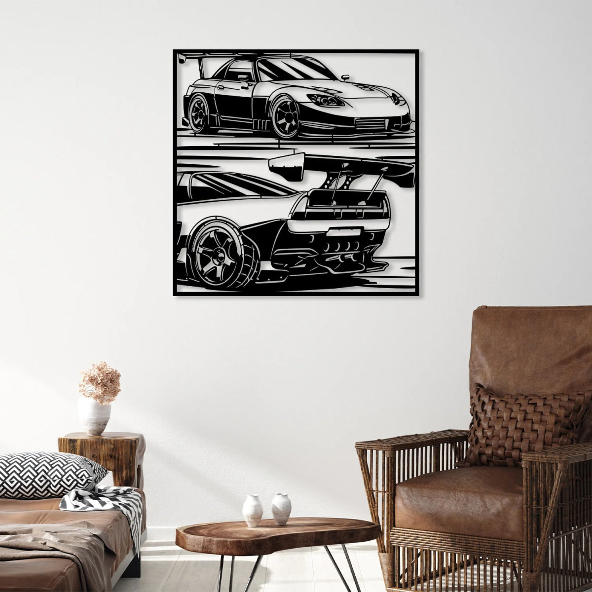 NSX Car Rear and Front View Silhouette Metal Wall Art - BrossHome Metal Wall Art