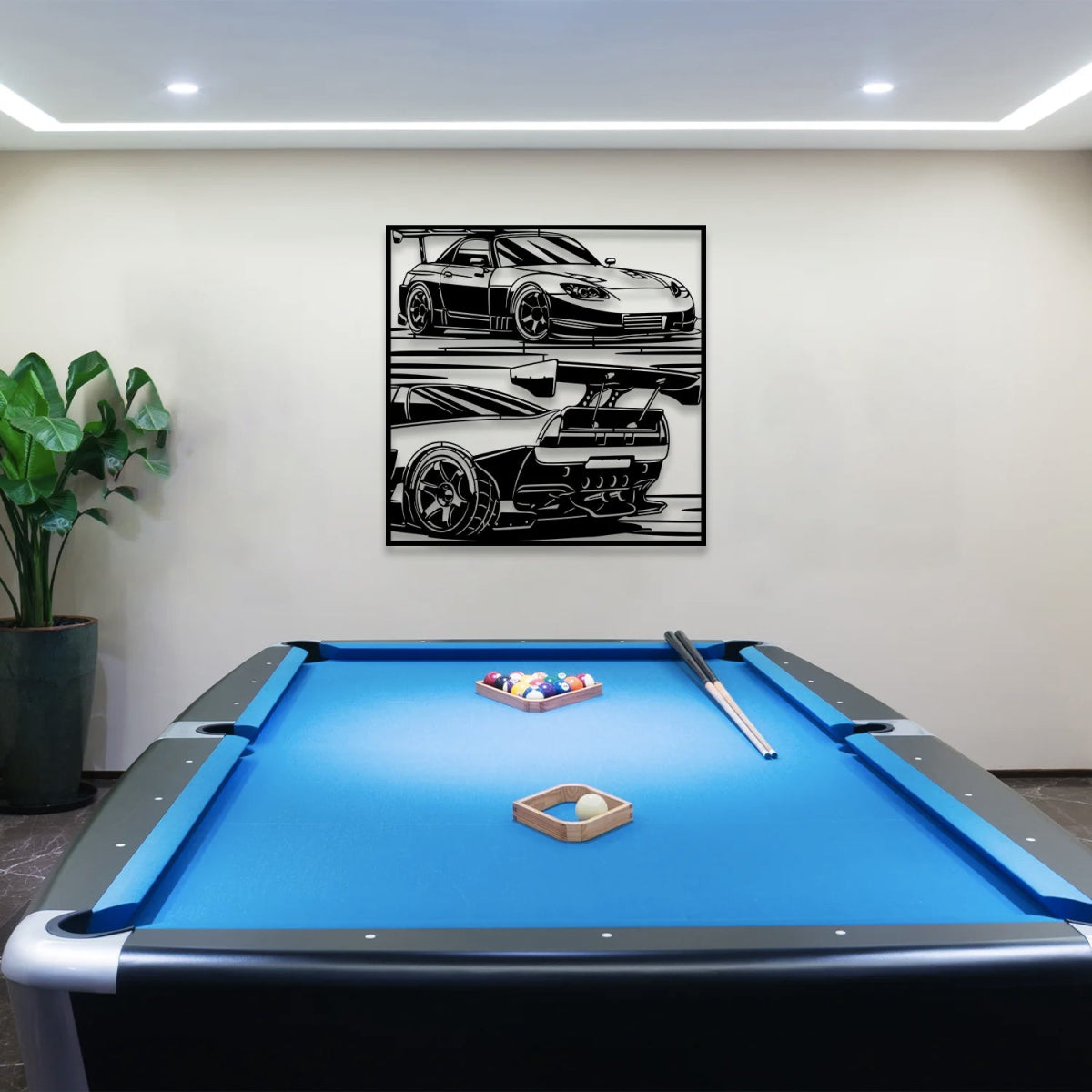 NSX Car Rear and Front View Silhouette Metal Wall Art - BrossHome Metal Wall Art