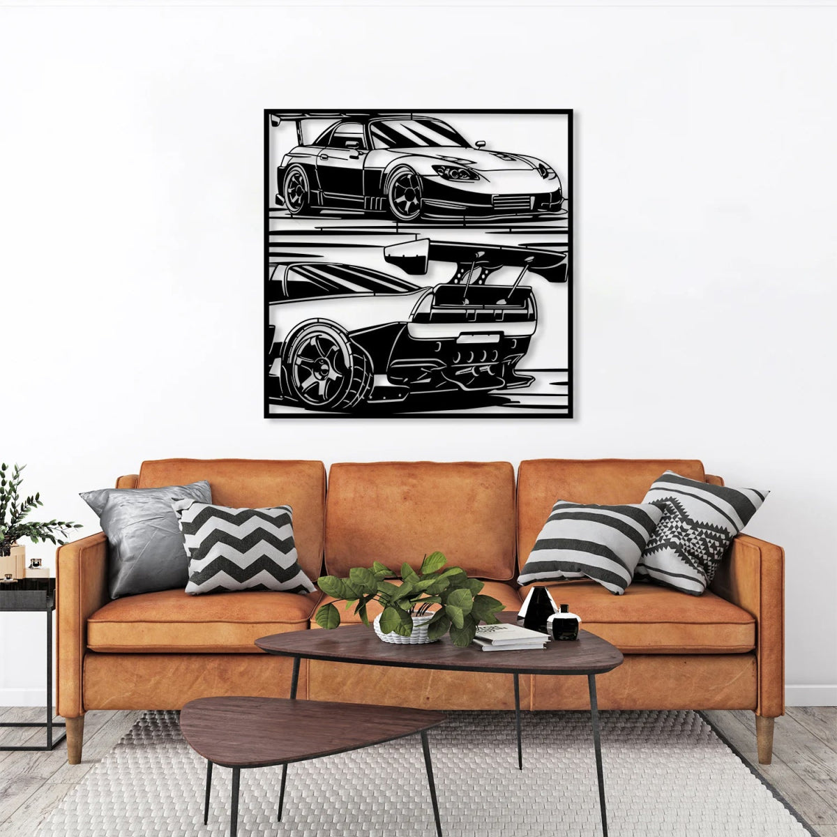 NSX Car Rear and Front View Silhouette Metal Wall Art - BrossHome Metal Wall Art
