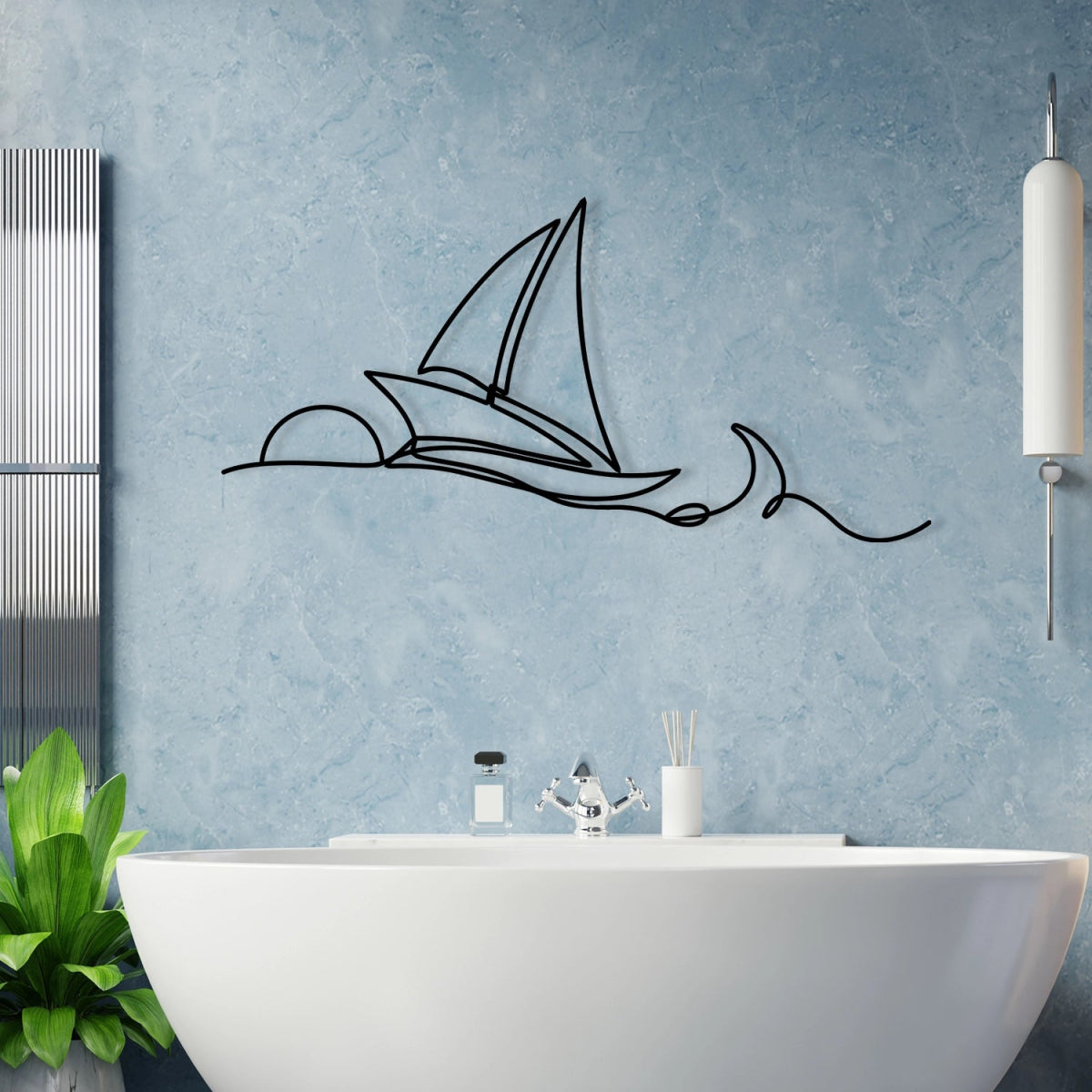 Ocean Waves & Sailboat Metal Wall Art - BrossHome Metal Wall Art