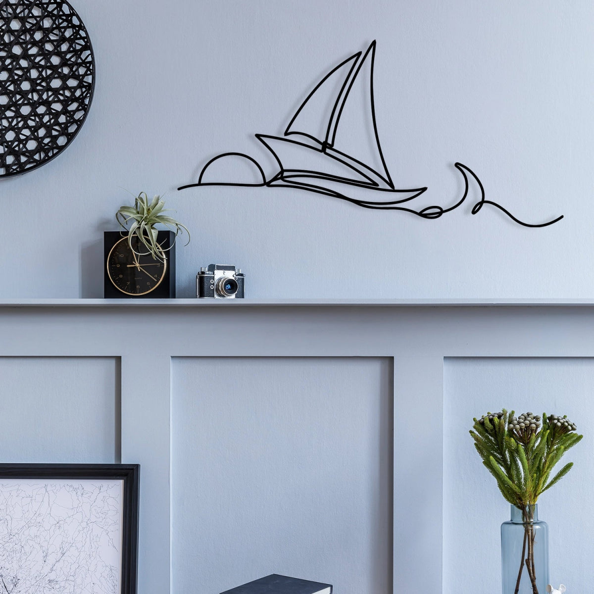 Ocean Waves & Sailboat Metal Wall Art - BrossHome Metal Wall Art