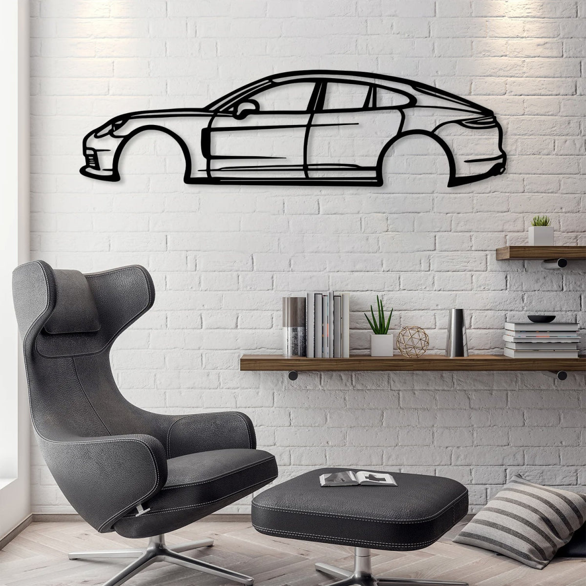 Panamera Car Silhouette Metal Wall Art - BrossHome Metal Wall Art