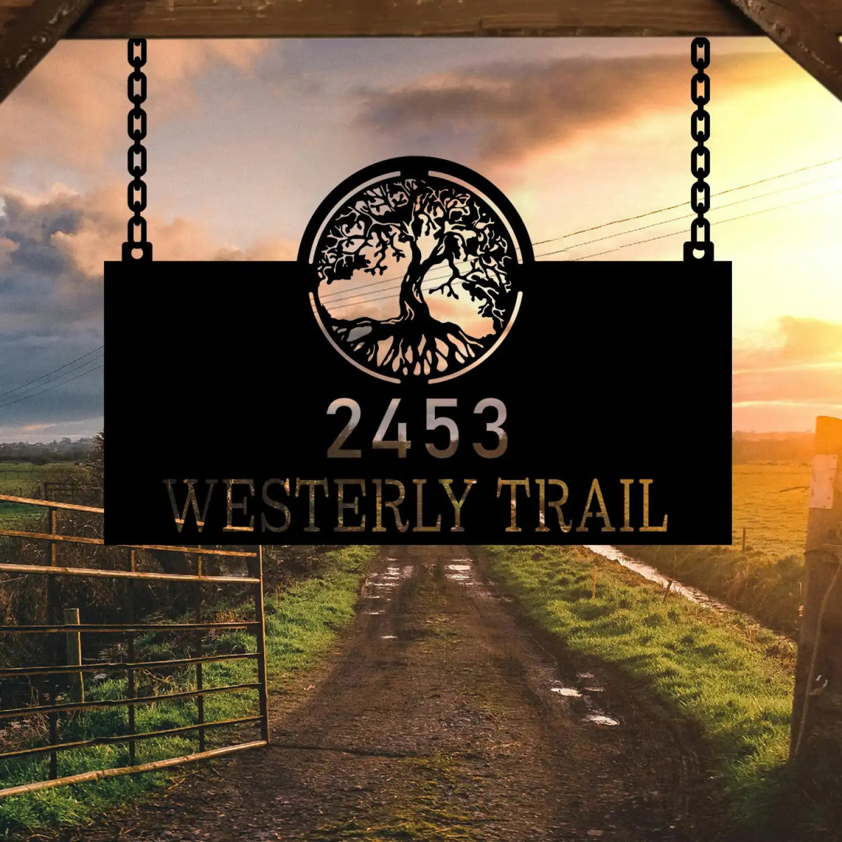 Personalized Address Sign for 2453 Westerly Trail - BrossHome Metal Wall Art