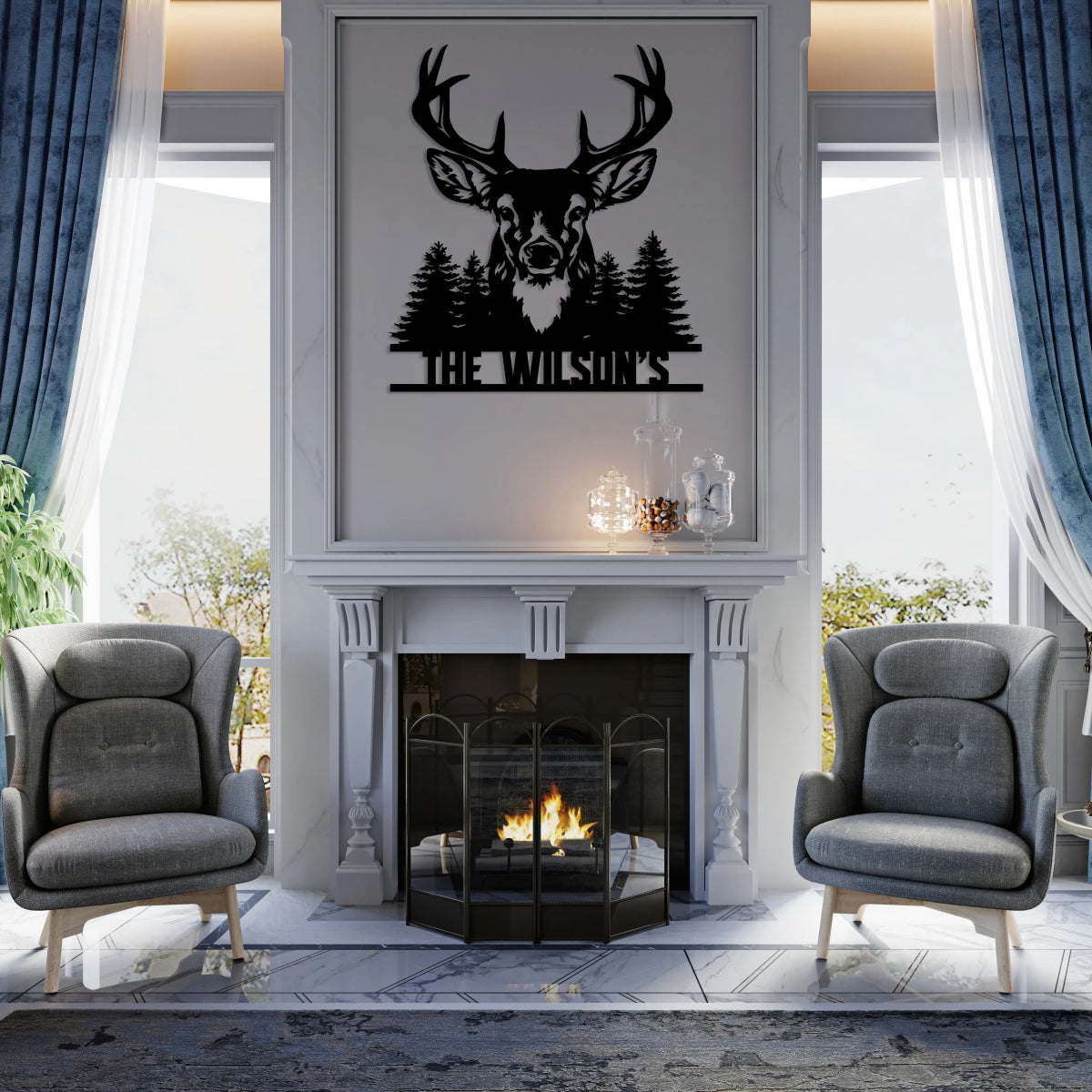 Personalized Deer Custom Metal Garden Sign Decor - BrossHome Metal Wall Art