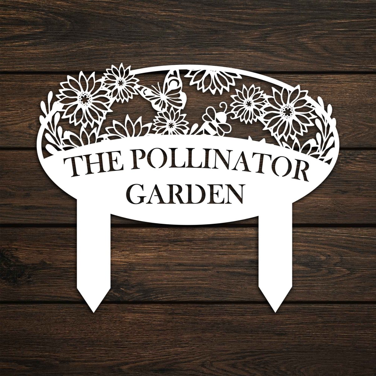 Personalized Garden Sign (Name, Flowers, Butterfly, and Bee) - BrossHome Metal Wall Art
