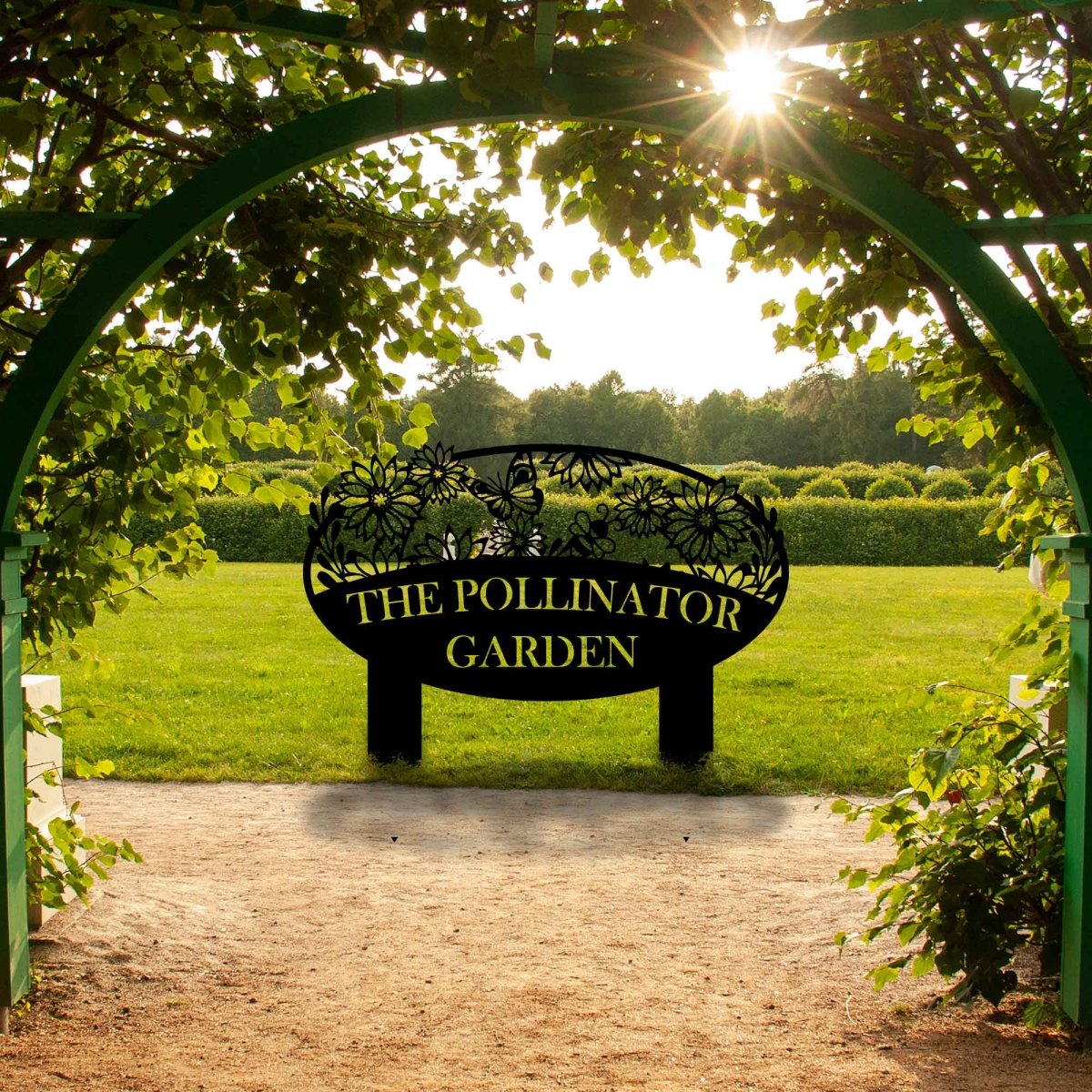 Personalized Garden Sign (Name, Flowers, Butterfly, and Bee) - BrossHome Metal Wall Art