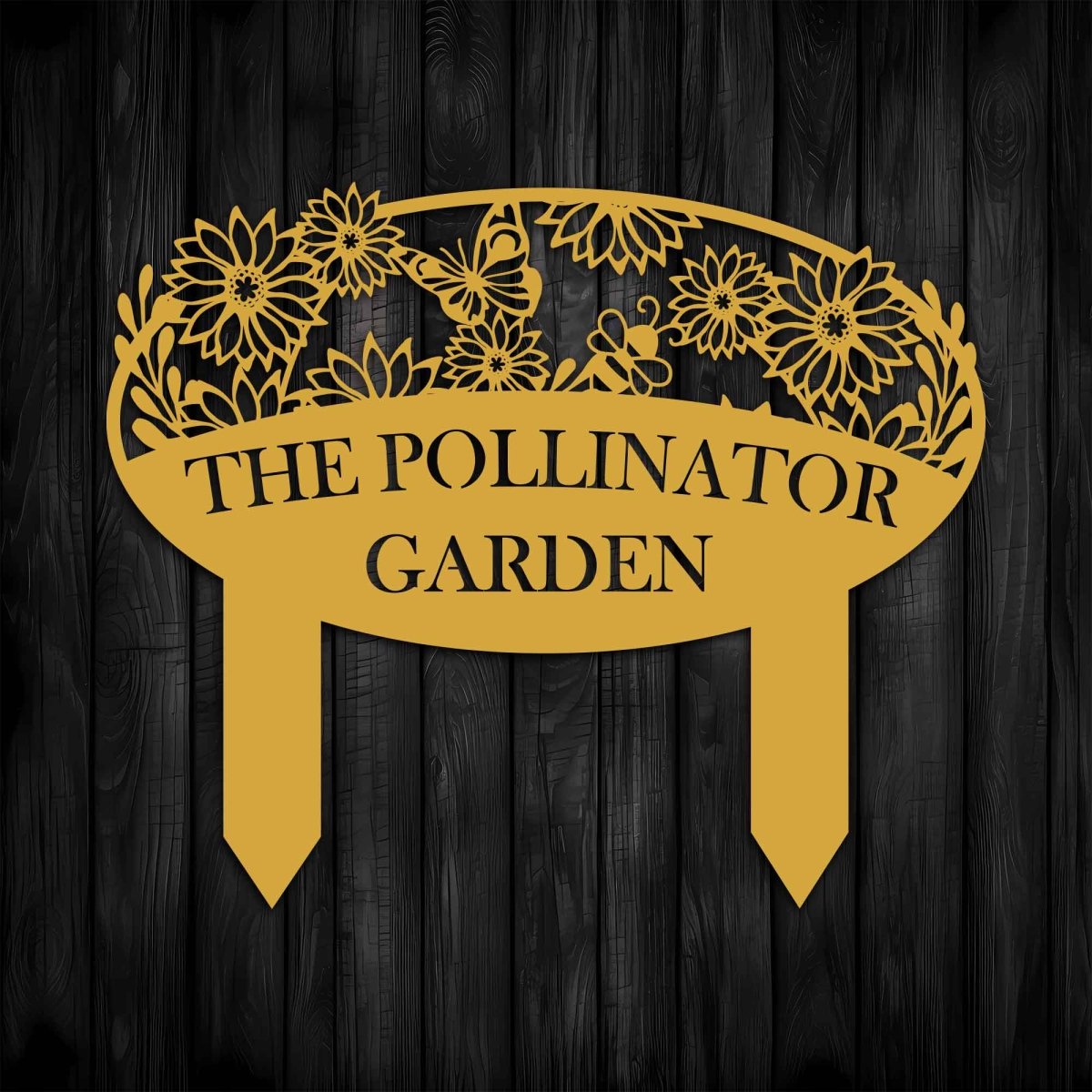 Personalized Garden Sign (Name, Flowers, Butterfly, and Bee) - BrossHome Metal Wall Art
