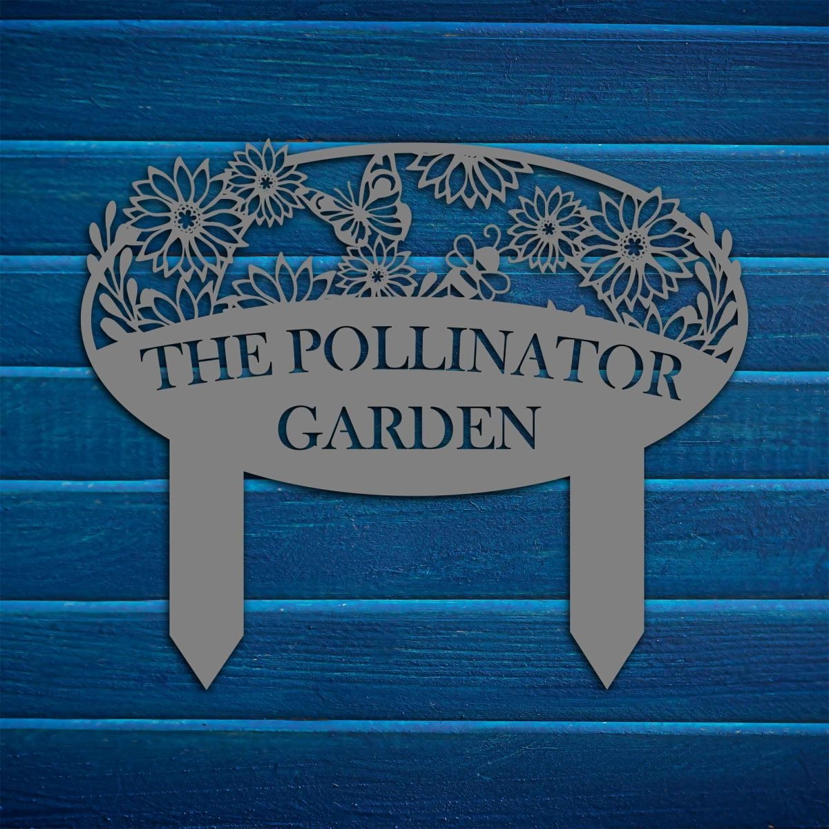 Personalized Garden Sign (Name, Flowers, Butterfly, and Bee) - BrossHome Metal Wall Art