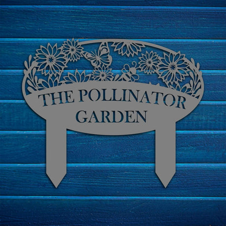 Personalized Garden Sign (Name, Flowers, Butterfly, and Bee) - BrossHome Metal Wall Art