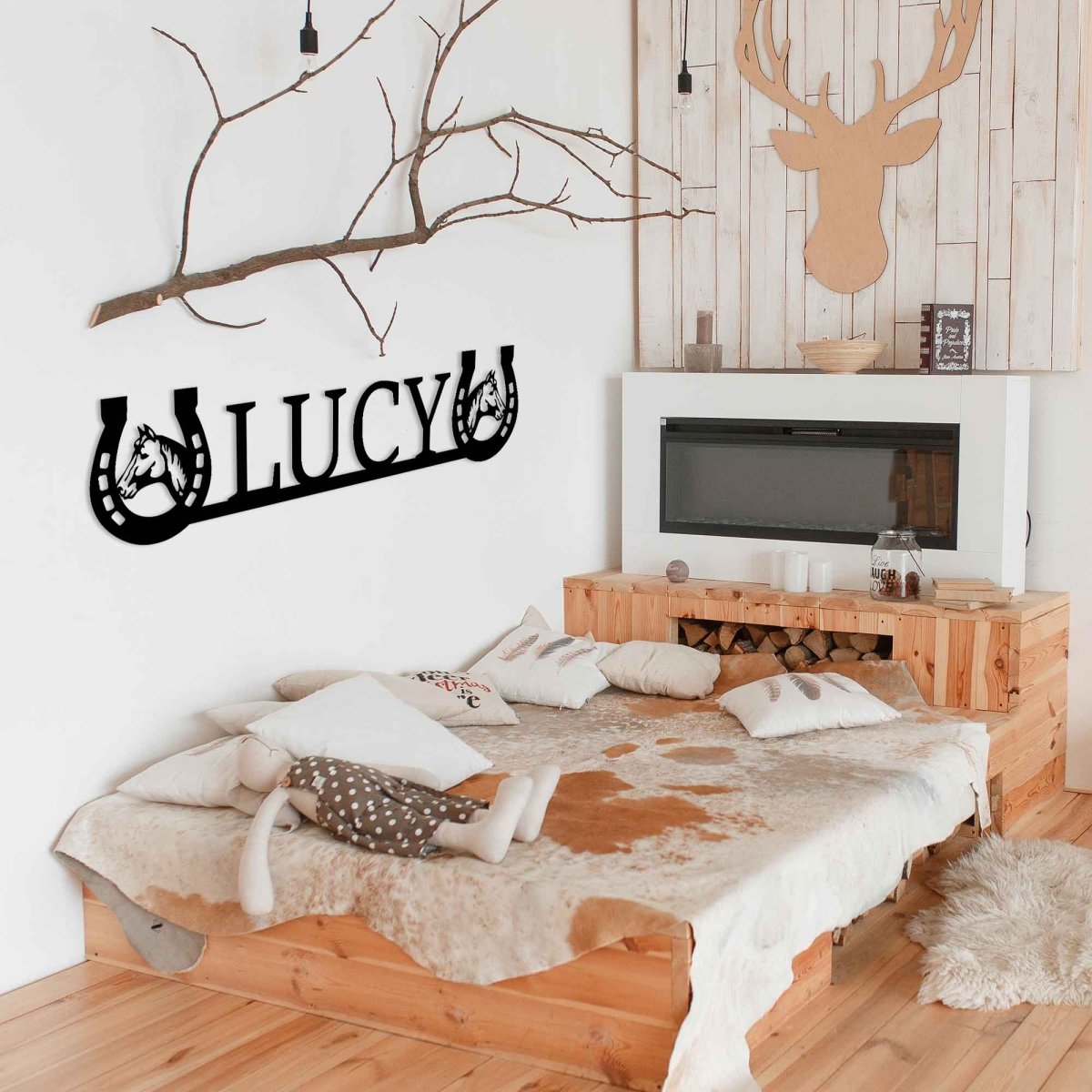 Personalized Horseshoe Metal Art with Horse Head - BrossHome Metal Wall Art