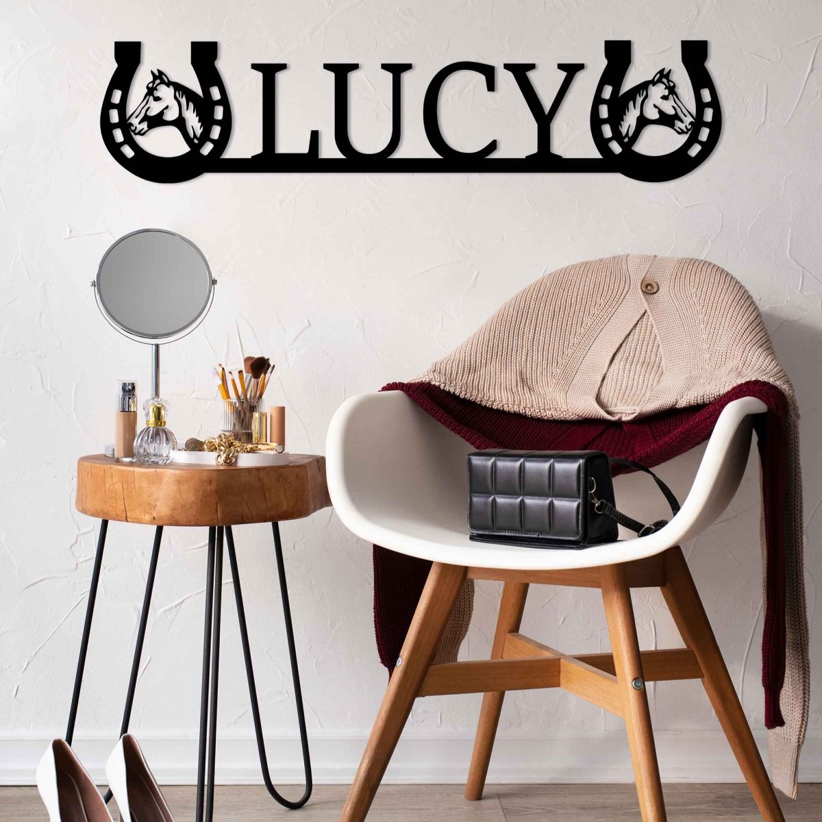 Personalized Horseshoe Metal Art with Horse Head - BrossHome Metal Wall Art