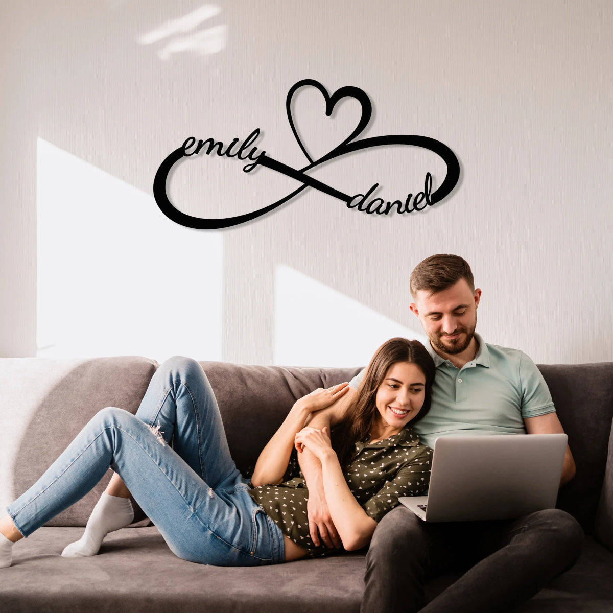 Personalized Infinity Metal Wall Art – Heart Design | Valentines Wall Art - BrossHome Metal Wall Art