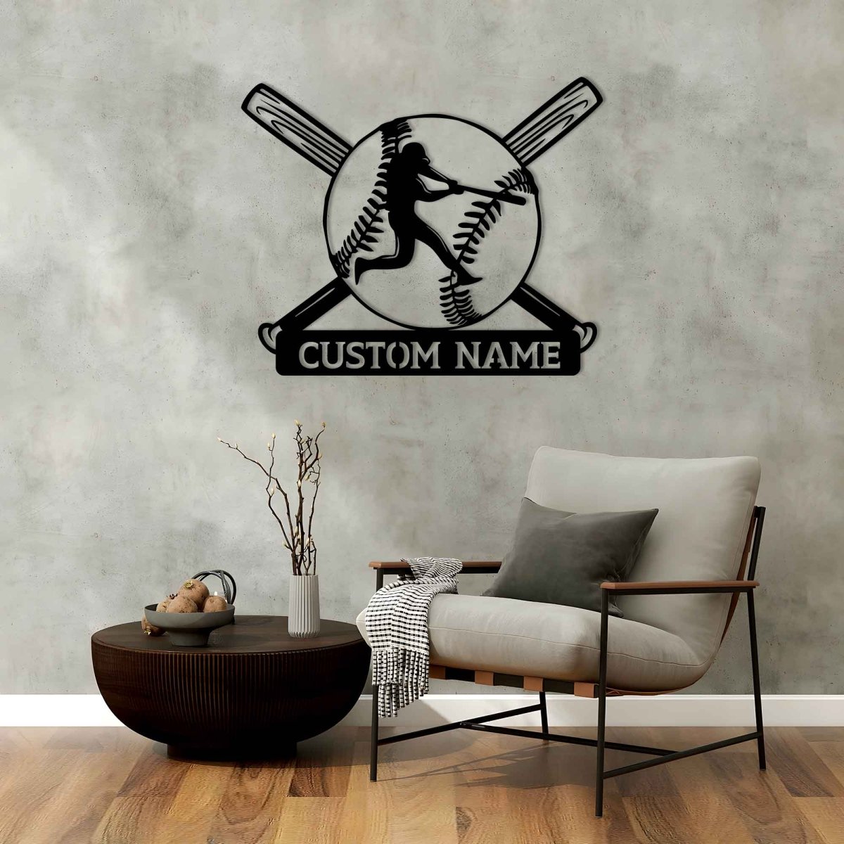 Personalized Metal Baseball Wall Art - BrossHome Metal Wall Art