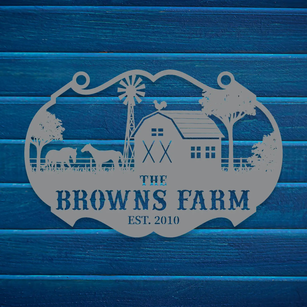 Personalized Metal Farm Sign for The Browns Farm - BrossHome Metal Wall Art