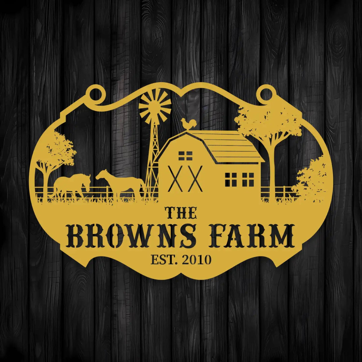 Personalized Metal Farm Sign for The Browns Farm - BrossHome Metal Wall Art