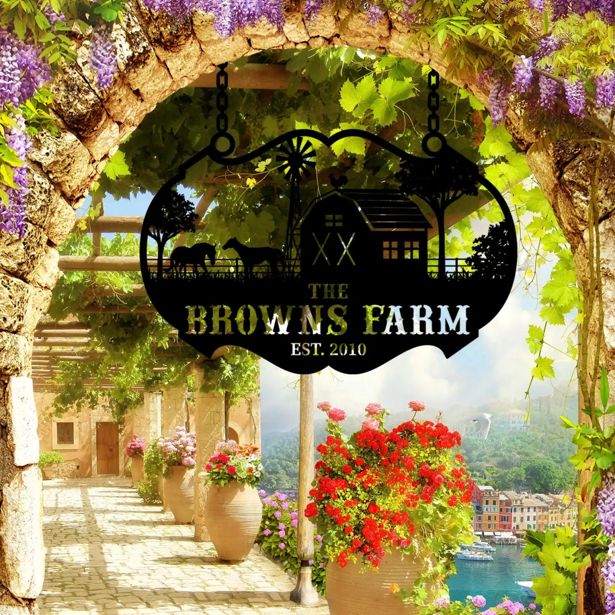 Personalized Metal Farm Sign for The Browns Farm - BrossHome Metal Wall Art