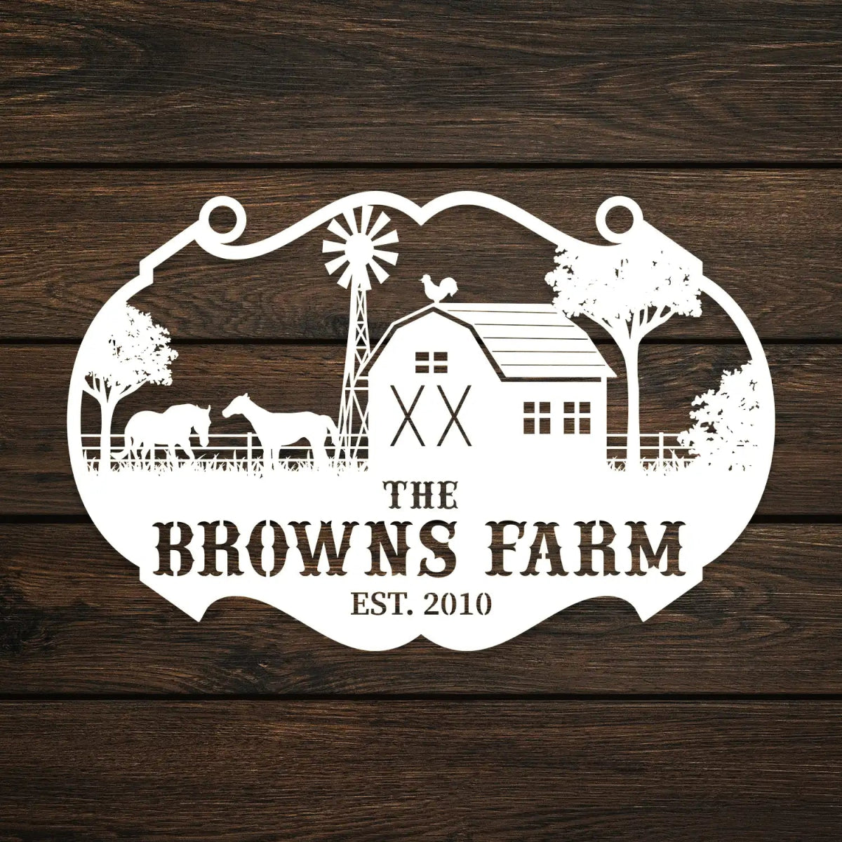Personalized Metal Farm Sign for The Browns Farm - BrossHome Metal Wall Art