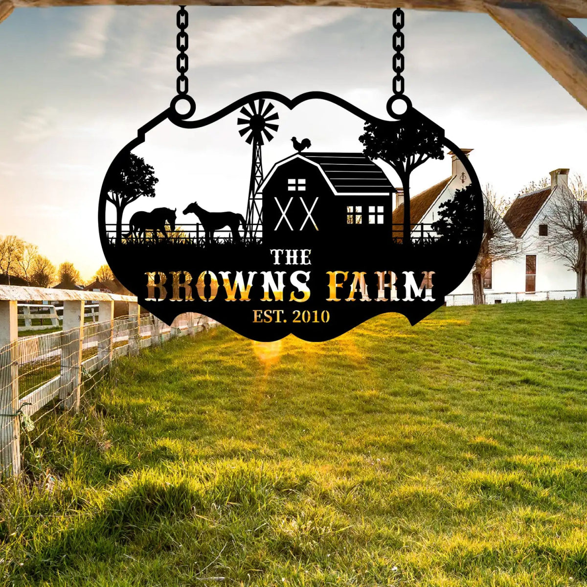 Personalized Metal Farm Sign for The Browns Farm - BrossHome Metal Wall Art