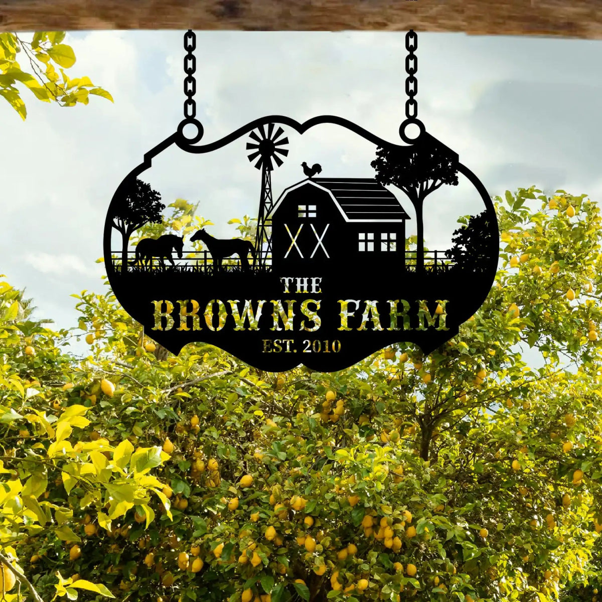 Personalized Metal Farm Sign for The Browns Farm - BrossHome Metal Wall Art