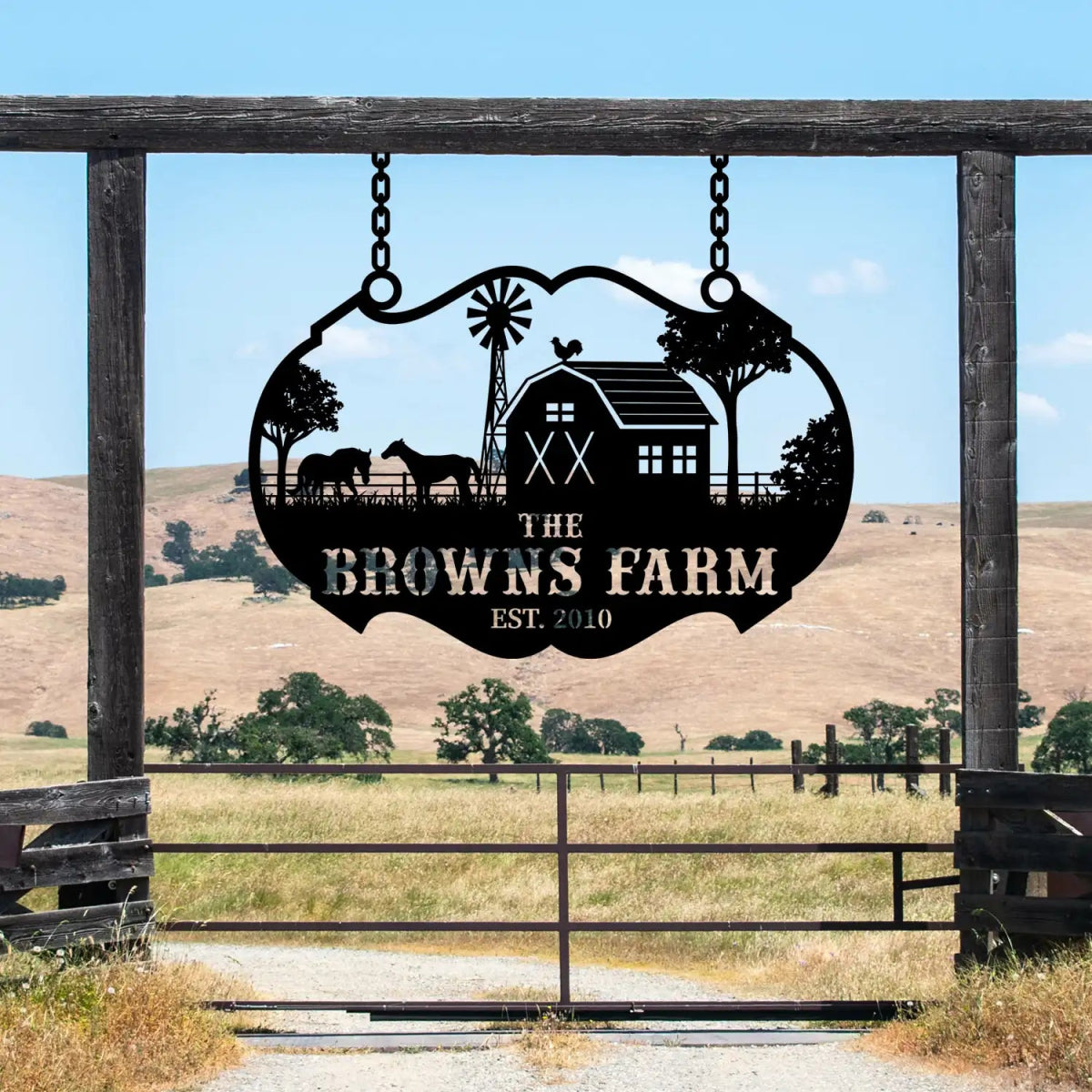 Personalized Metal Farm Sign for The Browns Farm - BrossHome Metal Wall Art