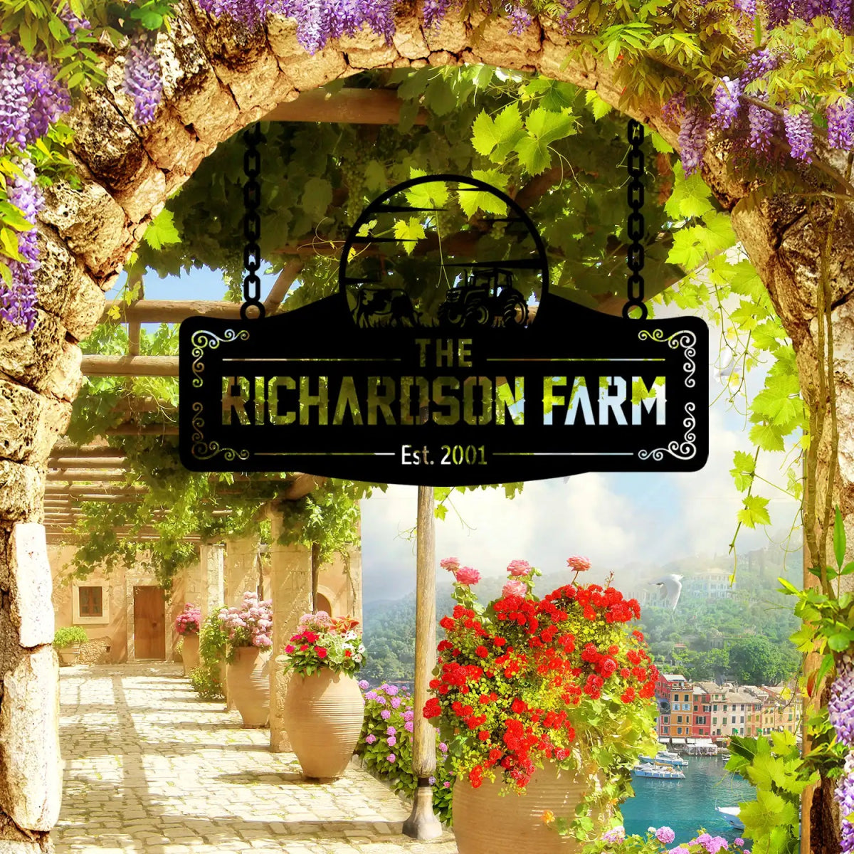 Personalized Metal Farm Sign for The Richardson Farm - BrossHome Metal Wall Art