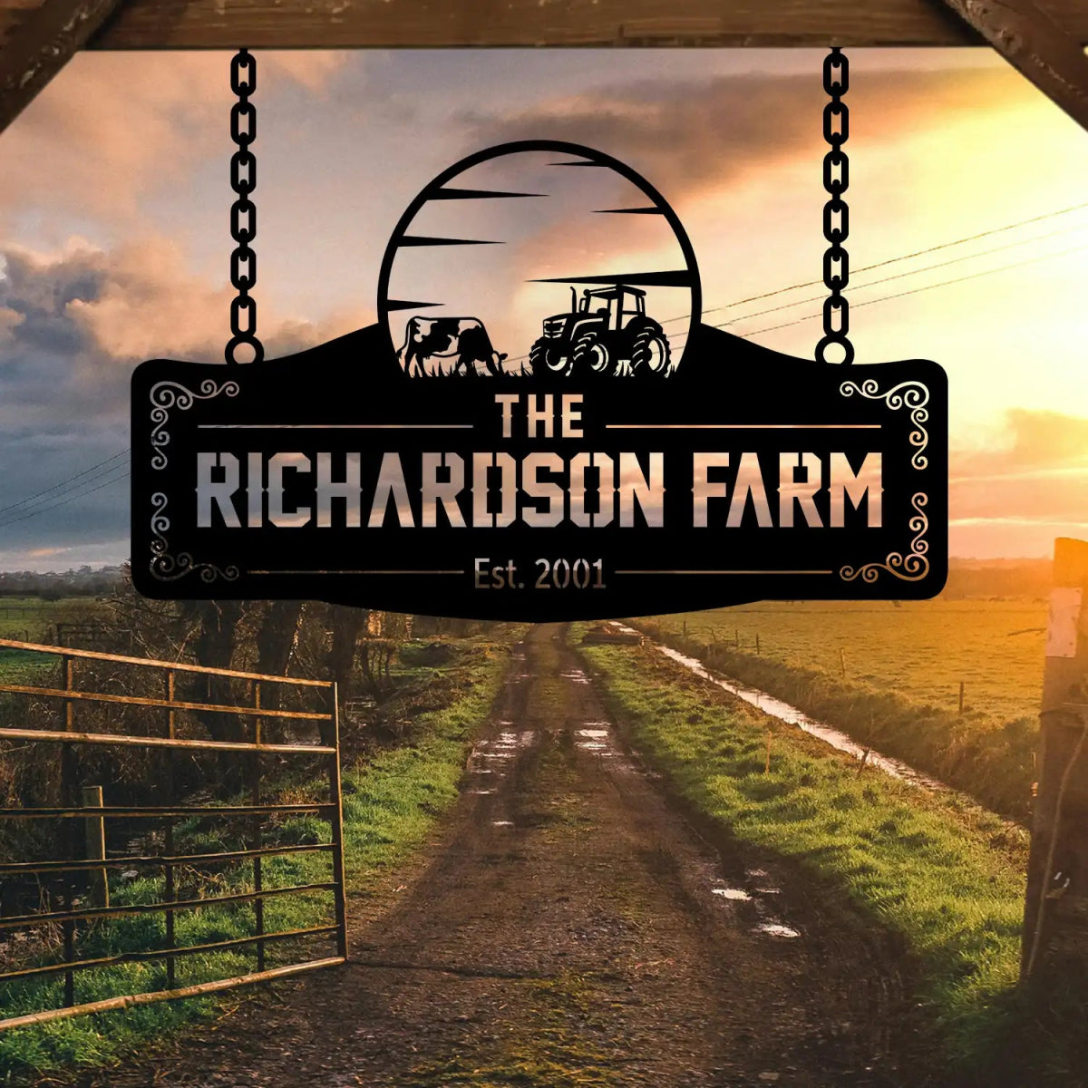 Personalized Metal Farm Sign for The Richardson Farm - BrossHome Metal Wall Art