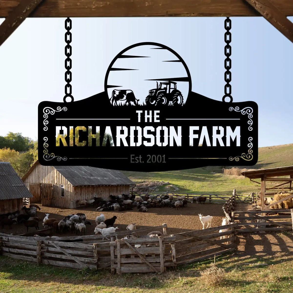 Personalized Metal Farm Sign for The Richardson Farm - BrossHome Metal Wall Art