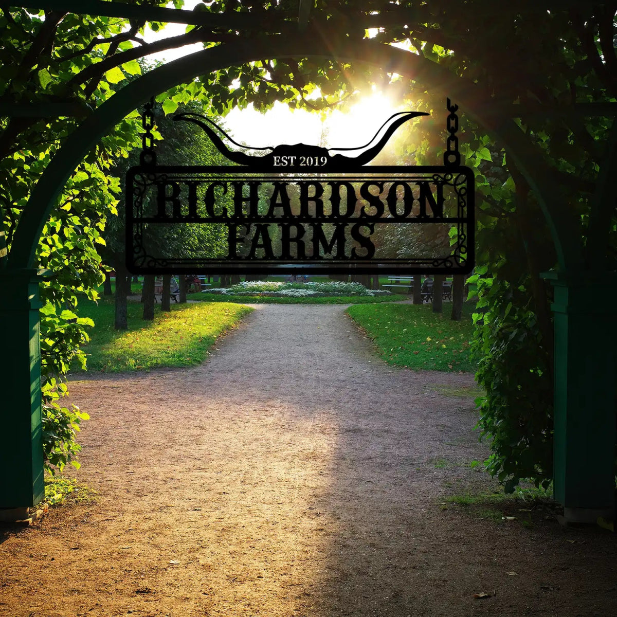 Personalized Metal Farm Sign with Bull Horns - BrossHome Metal Wall Art