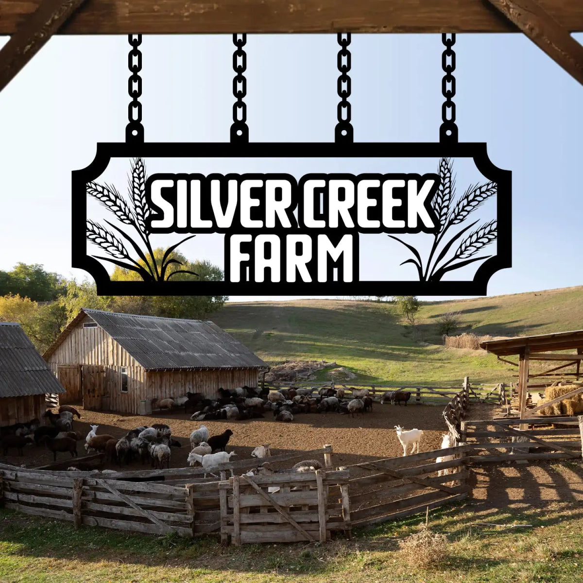 Personalized Metal Farm Sign with Wheat Stalks - BrossHome Metal Wall Art