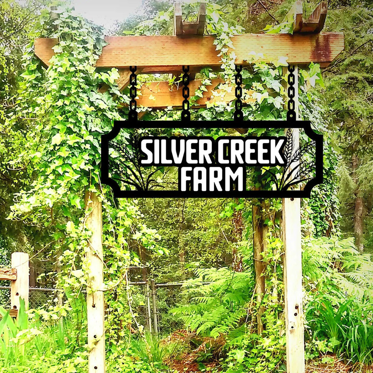 Personalized Metal Farm Sign with Wheat Stalks - BrossHome Metal Wall Art